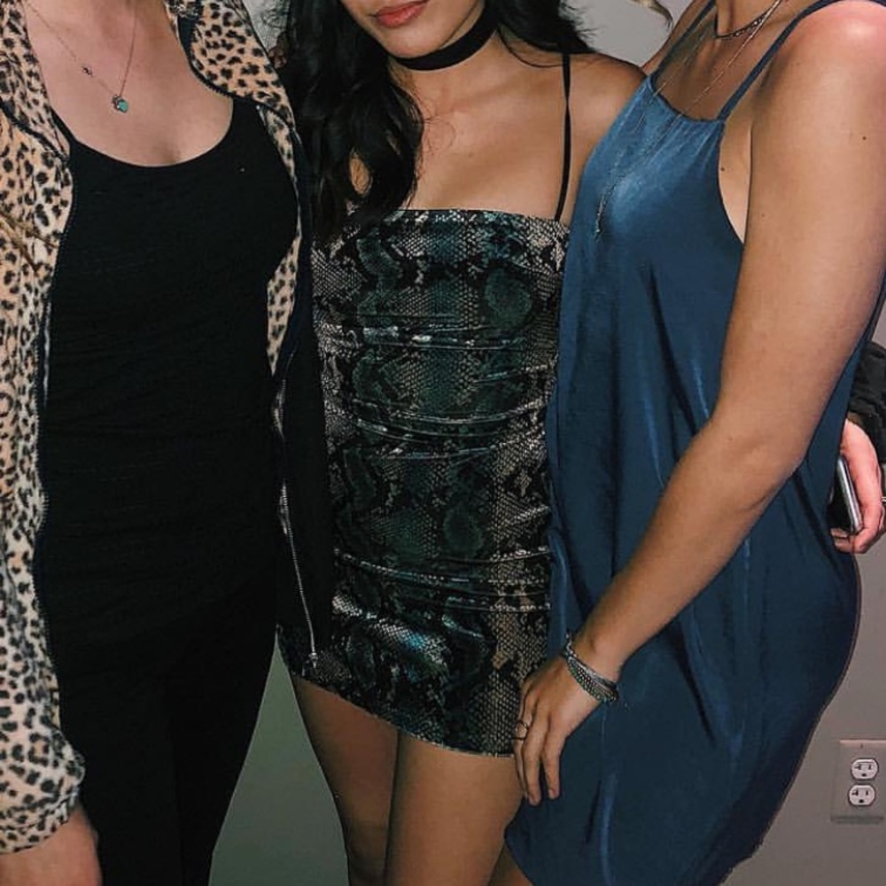 BLUE VELVET SNAKESKIN DEVON DRESS